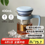 乐扣乐扣（LOCK&LOCK）玻璃泡茶杯组合杯茶水分离带把手男女杯子 400mL蓝色LLG972BLU