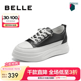 百丽（Belle）小白鞋女鞋商场款厚底增高一脚蹬单鞋透气休闲鞋U8N1DAM3预售 黑色 38 (240mm)