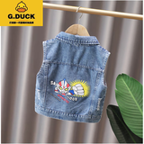 G.DUCKKIDS名品 2024新款男童韩版春秋装坎肩宝宝背心儿童马甲上衣牛仔 铁拳奥特曼蓝(单马甲) 110建议身高105-110厘米