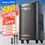 新科 （Shinco）广场舞音响户外大音量拉杆蓝牙音箱三喇叭重低音木质箱体家用K歌移动摆摊 12吋双咪