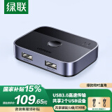 绿联USB3.0共享切换器二进二出 两台笔记本台式电脑共享键盘鼠标打印机U盘对拷互传数据 一分二35313