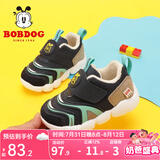 巴布豆（BOBDOG）男宝宝鞋子秋冬款小童加绒二棉鞋软底学步鞋 藏青蓝/水绿 23 适合脚长13.8cm