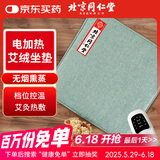 同仁堂北京同仁堂电加热艾灸坐垫办公室纯艾草绒汽车坐垫礼物盒 浅绿色
