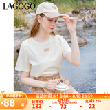 lagogo【凉感抗菌】索罗娜短袖T恤女拉谷谷夏季简约圆领正肩上衣 米色(T2) M