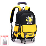 自然鱼 动漫皮卡丘拉杆书包六轮爬楼梯男女双肩包小学生背包初中学生大 黄色六轮【可爬楼】【热销中】