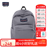 JANSPORT杰斯伯书包轻便双肩包男女26L旅行包简约背包电脑包学生校园 4QUE7H6雾灰-侧袋+隔层