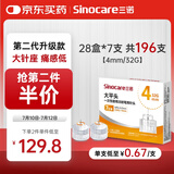 Sinocare大平头一次性胰岛素针头注射笔针头0.23(32G)×4mm 7支*28盒 196支