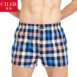 仕乐男士内裤纯棉平角裤宽松阿罗裤大码肥佬内裤全棉短裤头裤衩送男友 蓝咖格 1条 L