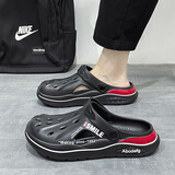 李宁新潮洞洞鞋男款夏季外穿踩屎感防滑包头拖鞋男士户外涉水两用沙滩凉鞋 黑色 单层 41 40-同码