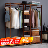 木马人简易衣柜家用衣橱收纳置物架楠竹组合衣服柜子置物架收纳架储物柜 茶色-旗舰版柜式