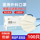 医用外科口罩莫兰迪彩色口罩防晒轻薄超透气独立包装三层50只盒装 奶白色【独立包装】100只