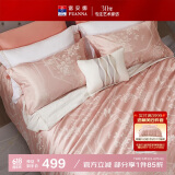 富安娜床上四件套欧式轻奢提花套件纯棉床笠1.8米床双人加大230*229cm