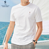 与狼共舞【弹力棉】白色短袖T恤男圆领2026夏季新款柔软打底衫短T上衣6061 本白803 L (175)
