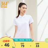 361度运动翻领t恤2025年春夏季新款休闲透气短袖情侣POLO衫 【女款】本白 L
