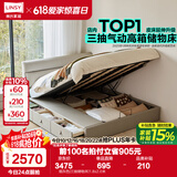 林氏家居真皮床双人床1.8米2米主卧大床储物床现代简约卧室婚床PC012可选 烟灰色|三抽储物床 1.8x2.0米