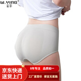 温影内裤女一片式无尺码蜂巢按摩提臀无痕无缝塑形日系三角裤健康棉裆 灰色 1条 均码 (80-140斤)