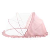 百樱婴儿蚊帐罩可折叠婴儿床蚊帐罩蒙古包式新生幼儿童床蚊帐支架遮光 中号 粉+遮光罩 110*60cm