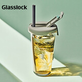 Glasslock玻璃杯进口带盖大容量男女夏季高颜值冷萃杯吸管刻度杯绿色450ml 