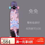 逆山长板兔兔初学者男女生儿童通用舞板平花刷街代步公路板车专业滑板 112cm兔兔整板九梦系列
