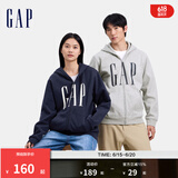Gap男女装印花字母logo抓绒连帽卫衣休闲660128外套 灰色 165/88A(S) 亚洲尺码