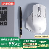 京东京造M3 Elite 人体工学鼠标 无线蓝牙办公鼠标 轻音按键 可充电 适用苹果Mac华为Matebook笔记本 宣白