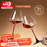 青苹果红酒杯两只 红领结黑底勃艮第水晶玻璃葡萄酒高脚杯 460ML