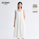 深呼吸DEEP BREATH女装新款日系宽松透气棉背心无袖连衣裙伞裙A500545 白 M (3)