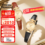 薇薇安·威斯特伍德（Vivienne Westwood）西太后手表女士小表盘女表石英表皮表带生日礼物送女友金色同款 闺蜜组合 VV090GDBK+VV090GDBR 23mm
