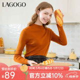 lagogo多巴胺多色修身软糯针织衫女拉谷谷2024冬新款半高领打底衫 桔色(J2) M 160/38