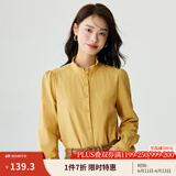 茵曼（INMAN）2025年春季女装新款法式立领荷叶边泡泡袖衬衫衬衣18236304 香蕉黄 M