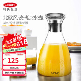 利快 凉水壶大容量水壶家用冷水壶凉水杯饮料果汁茶壶耐热玻璃 透明 1000ml 1只