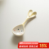 肆月可爱儿童餐具高颜值陶瓷盘子家用菜盘早餐盘釉下彩 啵啵兔-勺子