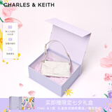 CHARLES&KEITH褶皱油蜡皮斜挎小方包手提包腋下包女士生日七夕礼物CK2-80160183 Cream奶白色 S