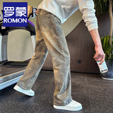 罗蒙（ROMON）直筒牛仔裤男痞帅高级感弯刀裤潮流显瘦宽松男裤2026新款休闲裤子 LK24396浅蓝色 XL 建议145斤以内