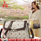 袋鼠卡拉品牌包包女包斜挎牛皮包2025新款女式真皮包母亲节送婆婆妈妈礼物 卡其玫瑰配棕（礼盒+手包卡包）