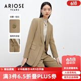 艾诺丝雅诗【商场同款】春秋新款气质通勤职场修身假两件西装外套女10821337 蜜茶棕 S