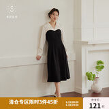 独束【束型系列】大码郁金裙双版型拼接连衣裙女新款显瘦气质裙子 苹果型-加长 L (尺码：2)