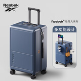 锐步（Reebok）高颜值PC行李箱男女学生拉杆箱刹车轮旅行箱包密码箱皮箱子 纳石蓝-刹车轮+杯架+USB双充电口 20英寸 【登机箱-干湿分离内里】