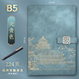 勤得利 中国潮故宫文创笔记本子商务办公会议记录本厚记事本礼盒套装伴手礼公司礼品礼物定制可印logo B5天青色