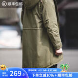 马登工装 美式复古M51鱼尾风衣军大衣派克服棉服中长款外套连帽男 军绿色（版型较为宽松） L
