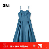 森马连衣裙女显瘦V领吊带裙年收腰裙子礼服简约长裙107424114025