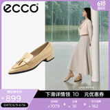 爱步（ECCO）豆豆鞋女 时尚潮流百搭尖头百搭浅口乐福单鞋  型塑214283 裸色21428301211（牛皮） 38