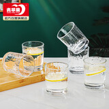 青苹果耐热玻璃水杯咖啡杯220ml6只 家用冰川锤纹茶杯洋酒杯啤酒杯