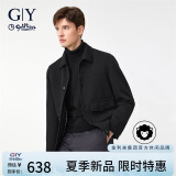金利来GY服饰单夹克男翻领单茄克时尚休闲男士上衣外套 黑色 1XL 
