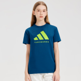 阿迪达斯 （adidas）2025新款短袖儿童T恤夏季户外运动休闲百搭短袖 蓝+绿  140