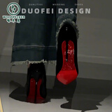 啄木鸟水钻红底高跟鞋女细跟春秋2025新款绝美性感婚鞋黑色漆皮尖头单鞋 黑色【红底水钻 】 8cm 38