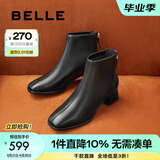 百丽（Belle）优雅短筒时装靴女商场款显瘦舒适短靴3LI40DD4 黑色 37 (235mm)