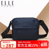 ELLE HOMME男士单肩包 潮流轻便帆布斜挎包 防泼水休闲手机包男包08333蓝色生日礼物送男友