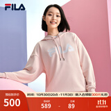 斐乐（FILA）官方多彩卫衣长袖情侣装宽松时尚运动连帽套头衫男女上衣印花 （加绒）珑临粉-LP L 175/96A