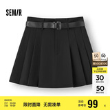 森马（Semir）半身裙女腰带西装百褶裙显瘦2025春季女团风遮胯短裙109125120001